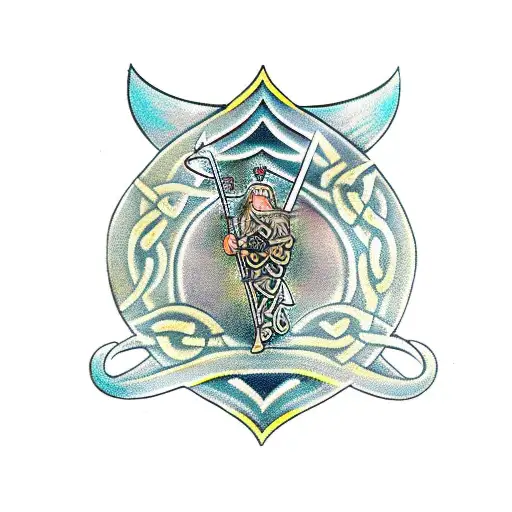 Celtic Angel with swords tattoo design idea