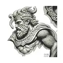 patchwork Ancient Greece god fire tattoo design idea