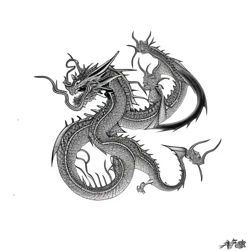  Red dragon tattoo design idea