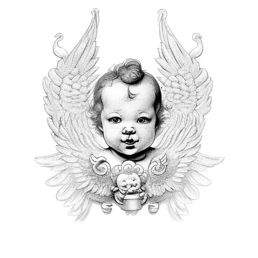 two happy cherubs plating with each other tattoo design idea