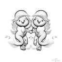 two happy cherubs plating with each other tattoo design idea