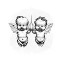 two happy cherubs plating with each other tattoo design idea