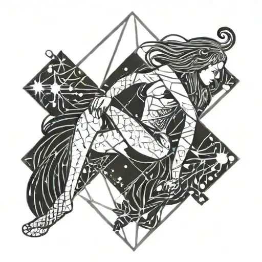 Virgo constellation intertwined with woman tattoo design idea