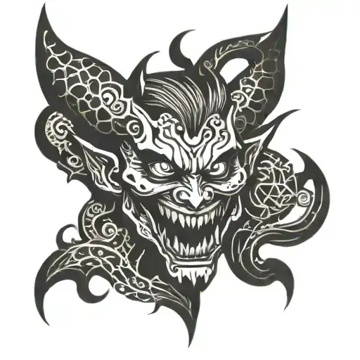 demon face tattoo design idea