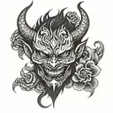 demon face tattoo design idea