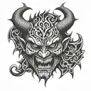 demon face tattoo design idea