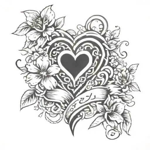 heart and flower intertwined with Vishal written hidden tattoo design idea