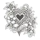 heart and flower intertwined with Vishal written hidden tattoo design idea