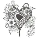 heart and flower intertwined with Vishal written hidden tattoo design idea