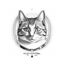 A death-themed tarot card featuring a cat as the central figure, done in a dotwork style tattoo design idea