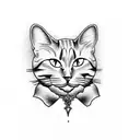 A death-themed tarot card featuring a cat as the central figure, done in a dotwork style tattoo design idea