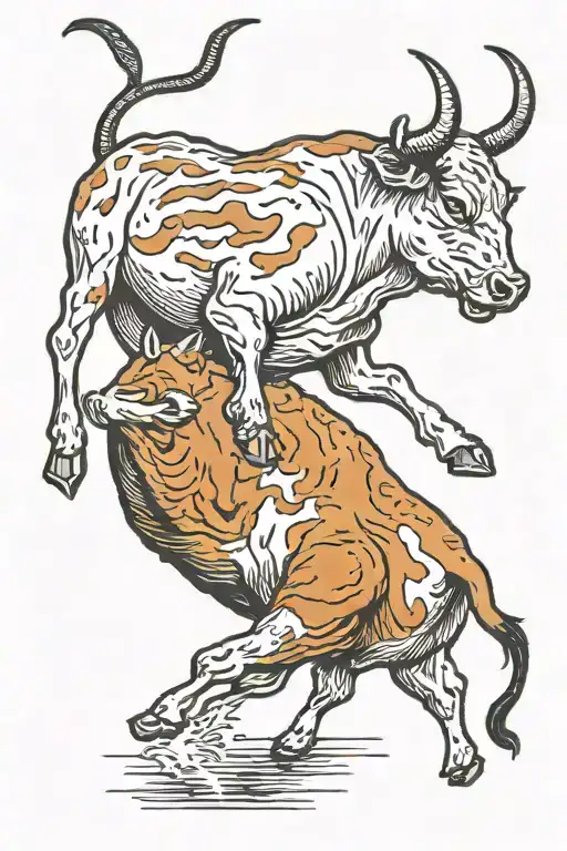 bucking bull with back legs in the air tattoo design idea