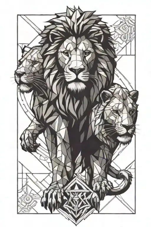Lion and  Gladiator tattoo design idea