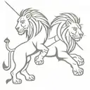 Lion and  Gladiator tattoo design idea