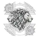Gladiator and Lion head tattoo design idea