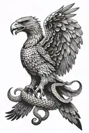 snake surrounding a eagle flying tattoo design idea