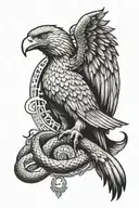snake surrounding a eagle flying tattoo design idea