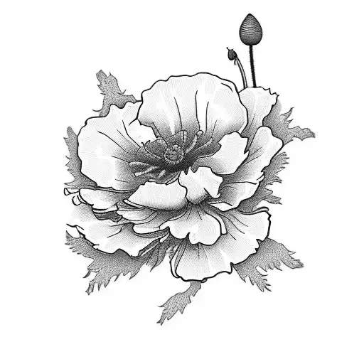 plum blossom marigold poppy   tattoo design idea