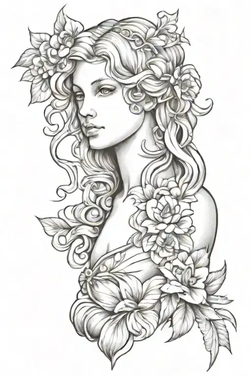 full body Aphrodite realistic beautiful girl shoulder tattoo tattoo design idea