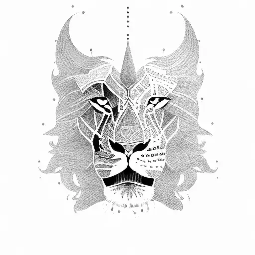 girl warrior lion  tattoo design idea