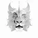 girl warrior lion  tattoo design idea