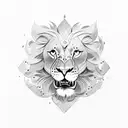 girl warrior lion  tattoo design idea