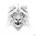 girl warrior lion  tattoo design idea