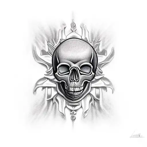 open mouth skull tattoo design idea