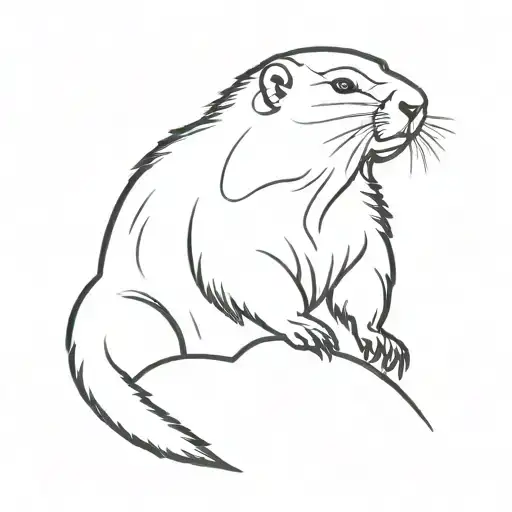 marmot, all black, small tattoo design idea