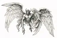 demon and angle wings tattoo design idea