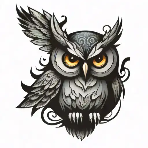paper cartoon owl  tattoo design idea