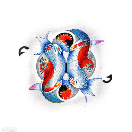 Yin and yang koi fishes tattoo design idea