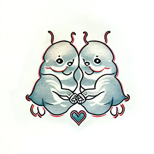 dumpling holding hands with dumpling  tattoo design idea
