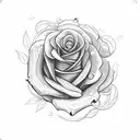 Avery detailed red rose in the eye sockets of a scull tattoo design idea