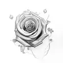 Avery detailed red rose in the eye sockets of a scull tattoo design idea