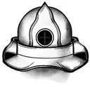 Christian Cross covered in daisies and sunflowers with firefighter helmet hanging on the top tattoo design idea