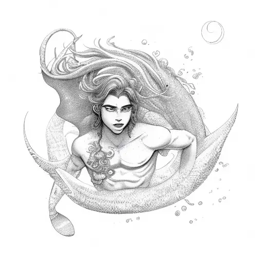 teen merman tattoo design idea