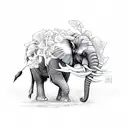 hunter and willow tree elephant tattoo design idea