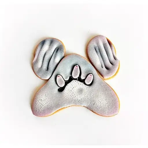 dog paw shaped cookie is hung in a pink dog collar tattoo design idea