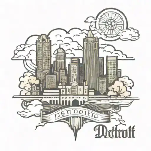detroit city skyline tattoo design idea