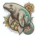 Manatee patch work tattoo design idea