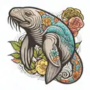 Manatee patch work tattoo design idea
