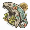 Manatee patch work tattoo design idea