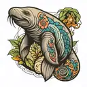 Manatee patch work tattoo design idea