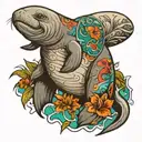 Manatee patch work tattoo design idea