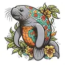 Manatee patch work tattoo design idea