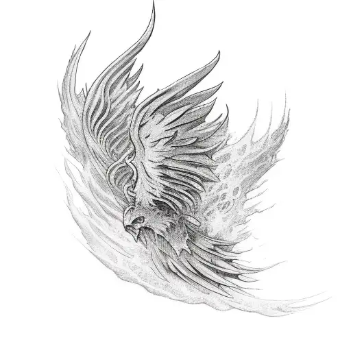 Phoenix rising from the ashes arm sleeve tattoo design idea