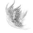 Phoenix rising from the ashes arm sleeve tattoo design idea