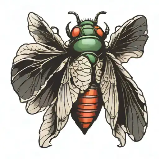 gothic cicada with outstretched wings tattoo design idea