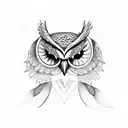 Owl with big wings, dark style tattoo design idea
